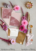 WEDDING INVITATIONS gold / rose gold / silver / glitter Arch Gold Acrylic wedding invitation suite, Velvet Pocket  Blush Pink Wedding Invites, Boho Wedding Invitations12