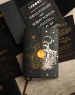 WEDDING INVITATIONS gold / rose gold / silver / glitter Halloween Gold Wedding Invitations, Black and Gold Acrylic Invitation set, Moon Tarot Wedding Invitation Cards, Gold Skeleton Wedding Set11