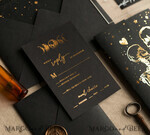 WEDDING INVITATIONS gold / rose gold / silver / glitter Halloween Gold Wedding Invitations, Black and Gold Acrylic Invitation set, Moon Tarot Wedding Invitation Cards, Gold Skeleton Wedding Set11