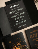 WEDDING INVITATIONS gold / rose gold / silver / glitter Halloween Gold Wedding Invitations, Black and Gold Acrylic Invitation set, Moon Tarot Wedding Invitation Cards, Gold Skeleton Wedding Set11