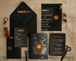 WEDDING INVITATIONS gold / rose gold / silver / glitter Halloween Gold Wedding Invitations, Black and Gold Acrylic Invitation set, Moon Tarot Wedding Invitation Cards, Gold Skeleton Wedding Set11