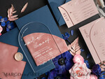 WEDDING INVITATIONS gold / rose gold / silver / glitter Arch Gold Acrylic wedding invitation suite, Velvet Pocket blush pink and navy blue Wedding Invites, Glamour Wedding Invitations8