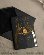 WEDDING INVITATIONS gold / rose gold / silver / glitter Halloween Gold Wedding Invitations, Black Gloss Acrylic Invitation set, Spooky plexi Invites Goth Wedding Invitation Cards, Gold Skeleton Wedding Set36