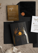 WEDDING INVITATIONS gold / rose gold / silver / glitter Halloween Gold Wedding Invitations, Black Gloss Acrylic Invitation set, Spooky plexi Invites Goth Wedding Invitation Cards, Gold Skeleton Wedding Set36