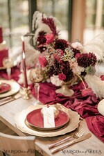 Rose gold and burgundy table setting sales