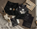 WEDDING INVITATIONS Modern Invites Floral Cards Halloween Wedding Invitations Suite, Black Invitations, Tarot Cards Invites, Gothic Wedding Invitation Cards, The Lovers Skeleton Wedding Set black9
