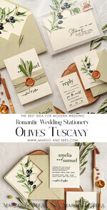 WEDDING INVITATIONS Modern Invites Floral Cards Handmade wedding invitation, Olives Tuscany Wedding invitations, Greek Travel Wedding Stationery, Natural Olives Luxury wedding Invites13
