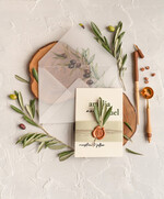 WEDDING INVITATIONS Modern Invites Floral Cards Handmade wedding invitation, Olives Tuscany Wedding invitations, Greek Travel Wedding Stationery, Natural Olives Luxury wedding Invites13