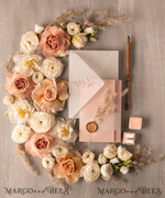 WEDDING INVITATIONS Modern Invites Floral Cards Boho Blush Pink Wedding Invitations, Bohemian Pampass Grass Wedding Invites, Modern Wedding Invitation Set, Modern Minimalistic stationary9