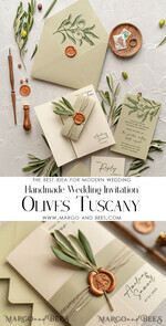 HOCHZEITS EINLADUNGEN Moderne Einladungen Florale Karten Natürliche Oliven Hochzeitskarten, elegante einfache Hochzeitskarten-Set, griechische Hochzeitsstationery, natürliche Oliven luxuriöse Hochzeitskarten Wachs Kupfer9