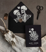 WEDDING INVITATIONS Modern Invites Floral Cards Halloween Wedding Invitations Suite, Black Invitations, Tarot Cards Invites, Gothic Wedding Invitation Cards, The Lovers Skeleton Wedding Set black10