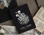 WEDDING INVITATIONS Modern Invites Floral Cards Halloween Wedding Invitations Suite, Black Invitations, Tarot Cards Invites, Gothic Wedding Invitation Cards, The Lovers Skeleton Wedding Set black10