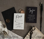 WEDDING INVITATIONS Modern Invites Floral Cards Halloween Wedding Invitations Suite, Black Invitations, Tarot Cards Invites, Gothic Wedding Invitation Cards, The Lovers Skeleton Wedding Set black10