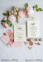 WEDDING INVITATIONS Modern Invites Floral Cards Blush pink wedding invitations, floral wedding invitations, floral wedding stationery, floral wedding accessories, blush pink envelope, pink ribbon, pink bow, calligraphy, we do wedding cards, ecru wedding invitations, peony wedding invitations, ecru wedding stationery, peonies, spring flowers, spring wedding invitations, leaves, modern wedding invitations, spring wedding, romantic wedding invitations, watercolor wedding invitations, watercolor10