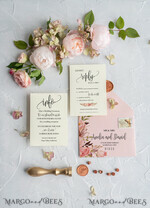 WEDDING INVITATIONS Modern Invites Floral Cards Blush pink wedding invitations, floral wedding invitations, floral wedding stationery, floral wedding accessories, blush pink envelope, pink ribbon, pink bow, calligraphy, we do wedding cards, ecru wedding invitations, peony wedding invitations, ecru wedding stationery, peonies, spring flowers, spring wedding invitations, leaves, modern wedding invitations, spring wedding, romantic wedding invitations, watercolor wedding invitations, watercolor10