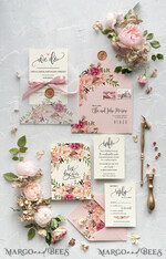 WEDDING INVITATIONS Modern Invites Floral Cards Blush pink wedding invitations, floral wedding invitations, floral wedding stationery, floral wedding accessories, blush pink envelope, pink ribbon, pink bow, calligraphy, we do wedding cards, ecru wedding invitations, peony wedding invitations, ecru wedding stationery, peonies, spring flowers, spring wedding invitations, leaves, modern wedding invitations, spring wedding, romantic wedding invitations, watercolor wedding invitations, watercolor10