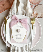 MENU & PROGRAMS romantic Lavender Floral Wedding Menu, Luxury Ecru Dinner Menu, Chiffon Ribbon Wedding Menu, Elegant Reception Menu Cards5
