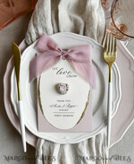 MENU & PROGRAMS romantic Lavender Floral Wedding Menu, Luxury Ecru Dinner Menu, Chiffon Ribbon Wedding Menu, Elegant Reception Menu Cards5