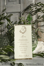 MENU & PROGRAMS romantic Elegant wedding menu card – a stylish way to display your wedding dishes and beautifully complement your table décor and place settings.6