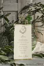 MENU & PROGRAMS romantic Elegant wedding menu card – a stylish way to display your wedding dishes and beautifully complement your table décor and place settings.6