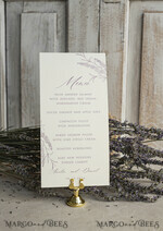 MENU & PROGRAMS romantic Lavender Floral Wedding Menu, Luxury Ecru Dinner Menu, Chiffon Ribbon Wedding Menu, Elegant Reception Menu Cards4
