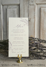 MENU & PROGRAMS romantic Lavender Floral Wedding Menu, Luxury Ecru Dinner Menu, Chiffon Ribbon Wedding Menu, Elegant Reception Menu Cards4