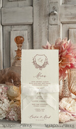 MENU & PROGRAMS romantic Elegant wedding menu card – a stylish way to display your wedding dishes and beautifully complement your table décor and place settings.4