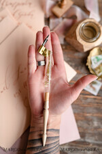  WOODEN PENHOLDERS Wood and resin English Oblique Pen, Handmade resin baby breath flowers Wooden Antique Dip Pen, Wood Oblique Calligraphy Pen Holder, perfect gift for her, practicing Quill4