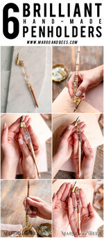  WOODEN PENHOLDERS Wood and resin English Oblique Pen, Handmade resin baby breath flowers Wooden Antique Dip Pen, Wood Oblique Calligraphy Pen Holder, perfect gift for her, practicing Quill4