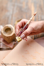  WOODEN PENHOLDERS Wood and resin English Oblique Pen, Handmade resin heather Wooden Antique Dip Pen, Wood Oblique Calligraphy Pen Holder, perfect gift for her, practicing Quill13