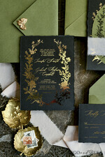 WEDDING INVITATIONS modern calligraphy / fine art Sage green  Fine Art Wedding Invitations with Gold Leaf, Deckled Edges, RSVP  qr code Silk Ribbon Bespoke Elegant Wedding Suite16