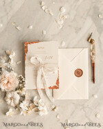 WEDDING INVITATIONS modern calligraphy / fine art Fine Art Ivory Gold Wedding Invitation, Floral Wedding Invitation, Vintage Invitation suite, Custom Wedding Venue invitation, Deckled Edge Beige Invites7