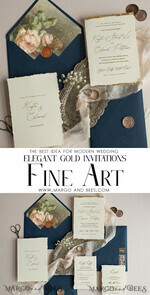 WEDDING INVITATIONS modern calligraphy / fine art Ivory Gold Wedding Invitation, Floral Wedding Invitation, Tuscany Italian Invitation suite, Wreath Monogram wedding invitation suite, Deckled Edge Invites, Torn Edge Wedding Invitations golden, Fine Art Wedding Invitation Suite, Deckled Edge Paper7
