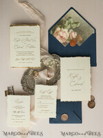 WEDDING INVITATIONS modern calligraphy / fine art Ivory Gold Wedding Invitation, Floral Wedding Invitation, Tuscany Italian Invitation suite, Wreath Monogram wedding invitation suite, Deckled Edge Invites, Torn Edge Wedding Invitations golden, Fine Art Wedding Invitation Suite, Deckled Edge Paper7