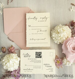 WEDDING INVITATIONS modern calligraphy / fine art Sage green  Fine Art Wedding Invitations with Gold Leaf, Deckled Edges, RSVP  qr code Silk Ribbon Bespoke Elegant Wedding Suite16