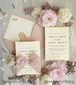 WEDDING INVITATIONS modern calligraphy / fine art Sage green  Fine Art Wedding Invitations with Gold Leaf, Deckled Edges, RSVP  qr code Silk Ribbon Bespoke Elegant Wedding Suite16