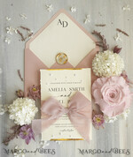 WEDDING INVITATIONS modern calligraphy / fine art Sage green  Fine Art Wedding Invitations with Gold Leaf, Deckled Edges, RSVP  qr code Silk Ribbon Bespoke Elegant Wedding Suite16