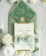 HOCHZEITS EINLADUNGEN moderne Kalligraphie / feine Kunst Luxus Fine Art Hochzeitskarten mit Goldfolie, Deckled Rändern, RSVP QR-Code, Seidenband, maßgeschneiderte elegante Hochzeitsmappe9