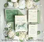 HOCHZEITS EINLADUNGEN moderne Kalligraphie / feine Kunst Luxus Fine Art Hochzeitskarten mit Goldfolie, Deckled Rändern, RSVP QR-Code, Seidenband, maßgeschneiderte elegante Hochzeitsmappe9