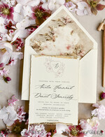 WEDDING INVITATIONS modern calligraphy / fine art Sage green  Fine Art Wedding Invitations with Gold Leaf, Deckled Edges, RSVP  qr code Silk Ribbon Bespoke Elegant Wedding Suite12