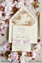 WEDDING INVITATIONS modern calligraphy / fine art Sage green  Fine Art Wedding Invitations with Gold Leaf, Deckled Edges, RSVP  qr code Silk Ribbon Bespoke Elegant Wedding Suite12