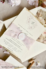 WEDDING INVITATIONS modern calligraphy / fine art Sage green  Fine Art Wedding Invitations with Gold Leaf, Deckled Edges, RSVP  qr code Silk Ribbon Bespoke Elegant Wedding Suite12