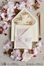 WEDDING INVITATIONS modern calligraphy / fine art Sage green  Fine Art Wedding Invitations with Gold Leaf, Deckled Edges, RSVP  qr code Silk Ribbon Bespoke Elegant Wedding Suite12