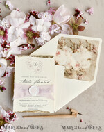 WEDDING INVITATIONS modern calligraphy / fine art Sage green  Fine Art Wedding Invitations with Gold Leaf, Deckled Edges, RSVP  qr code Silk Ribbon Bespoke Elegant Wedding Suite12