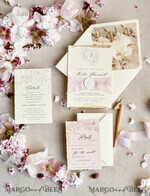 WEDDING INVITATIONS modern calligraphy / fine art Sage green  Fine Art Wedding Invitations with Gold Leaf, Deckled Edges, RSVP  qr code Silk Ribbon Bespoke Elegant Wedding Suite12