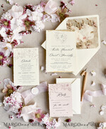 WEDDING INVITATIONS modern calligraphy / fine art Sage green  Fine Art Wedding Invitations with Gold Leaf, Deckled Edges, RSVP  qr code Silk Ribbon Bespoke Elegant Wedding Suite12