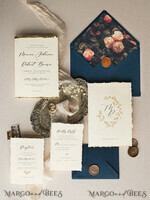 WEDDING INVITATIONS modern calligraphy / fine art Ivory Gold Wedding Invitation, Floral Wedding Invitation, Tuscany Italian Invitation suite, Wreath Monogram wedding invitation suite, Deckled Edge Invites, Torn Edge Wedding Invitations golden, Fine Art Wedding Invitation Suite, Deckled Edge Paper7