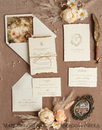 WEDDING INVITATIONS modern calligraphy / fine art Fine Art Ivory Gold Wedding Invitation, Floral Wedding Invitation, Tuscany Italian Invitation suite, Wreath Monogram wedding invitation suite, Deckled Edge Invites, Torn Edge Wedding Invitations golden, Fine Art Wedding Invitation Suite, Deckled Edge Paper15