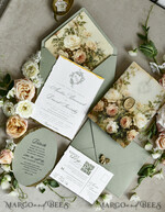 WEDDING INVITATIONS modern calligraphy / fine art Sage Green Fine Art Wedding Invitations – Deckled Edge Invitations with Silk Ribbon, Wax Seal & RSVP Options19