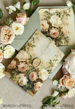 WEDDING INVITATIONS modern calligraphy / fine art Sage Green Fine Art Wedding Invitations – Deckled Edge Invitations with Silk Ribbon, Wax Seal & RSVP Options19